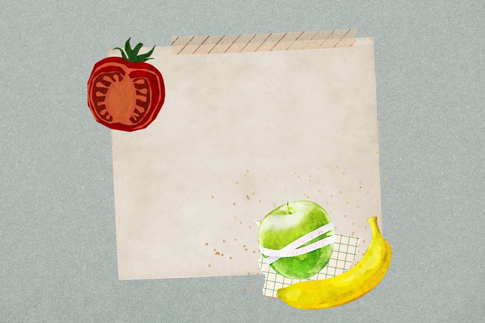 Editable fruit note paper collage design