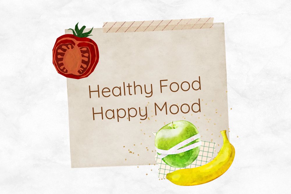 Healthy food happy mood notepaper, editable fruits collage design