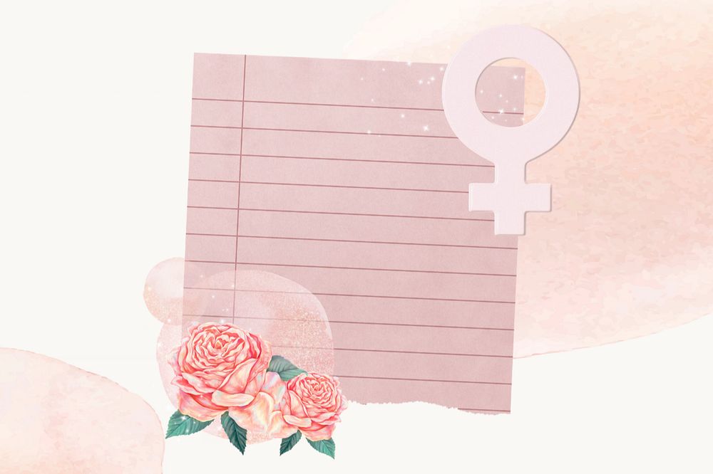 Editable pink lined notepaper, feminine design