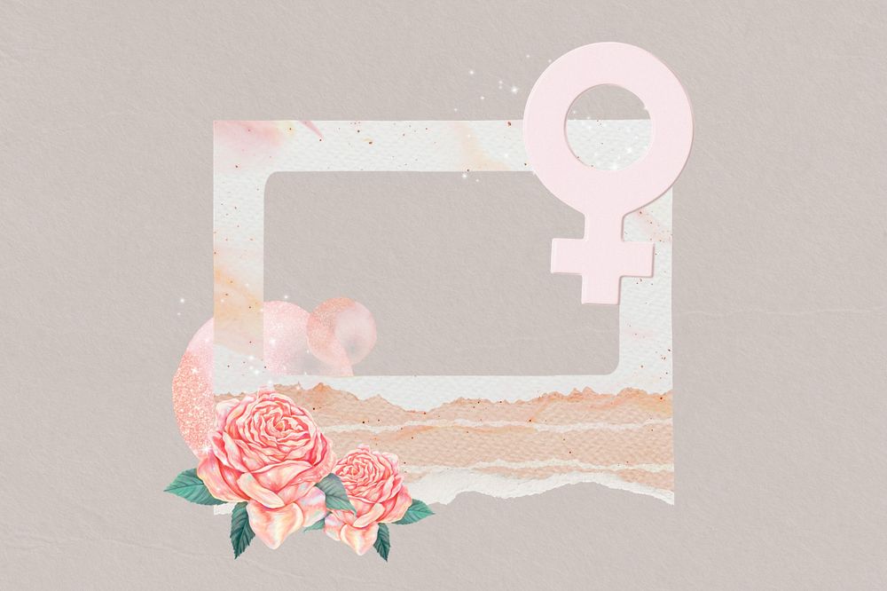 Feminine instant photo frame, editable collage element remix design