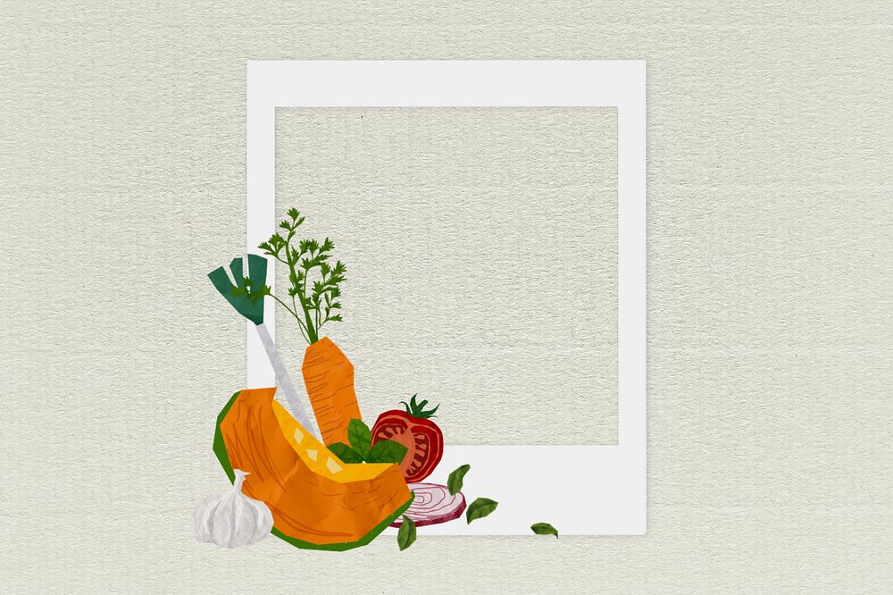 Healthy food instant film frame, editable collage element remix design