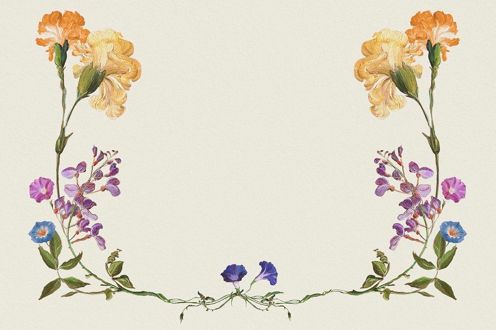 Vintage flower border, editable aesthetic illustration by Pierre Joseph Redouté. Remixed by rawpixel.