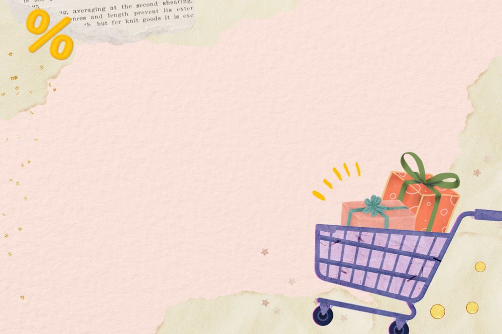 Editable shopping cart border background design