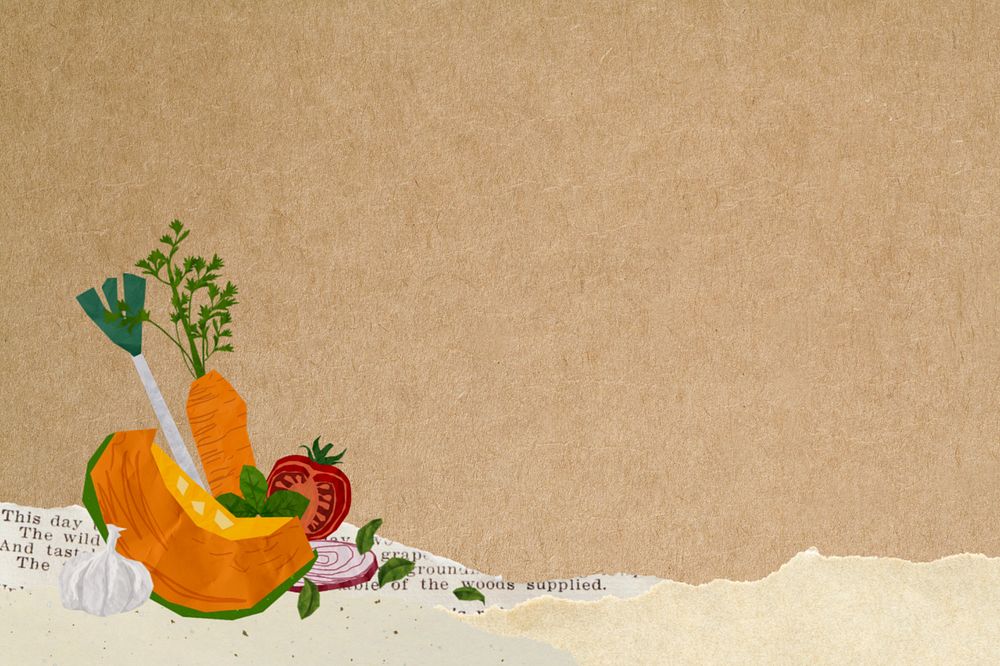 Healthy food background, editable vegetable border paper collage design