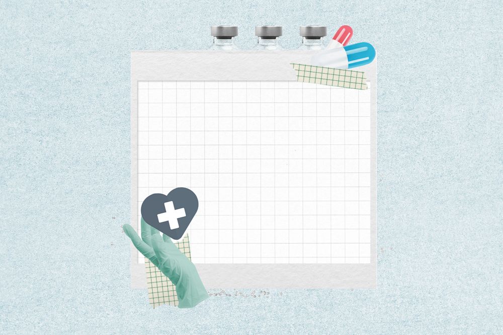 Editable grid note paper, healthcare collage design