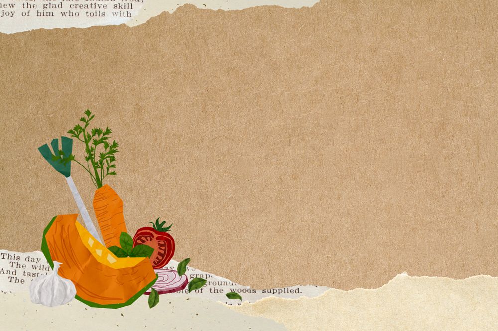 Healthy vegetables border, food background, editable paper collage design