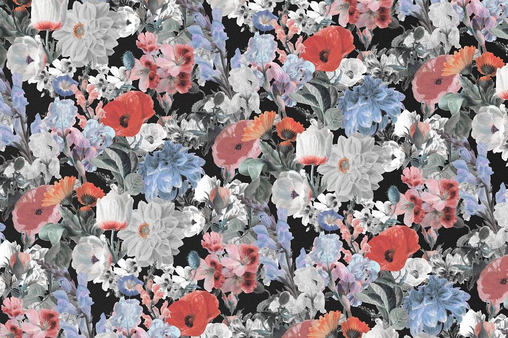 Vintage botanical pattern background, editable flower illustration by Pierre Joseph Redouté. Remixed by rawpixel.