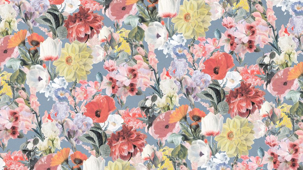 Vintage floral pattern computer wallpaper, editable botanical illustration by Pierre Joseph Redouté. Remixed by rawpixel.