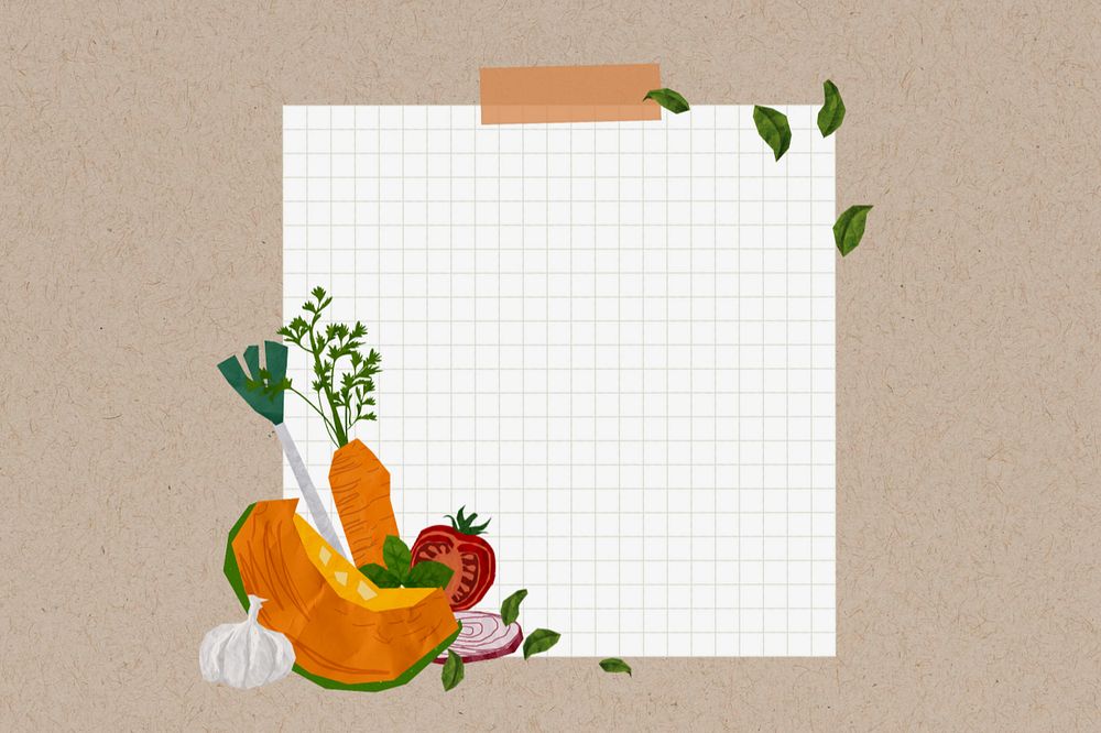 Editable vegetable note paper, collage design