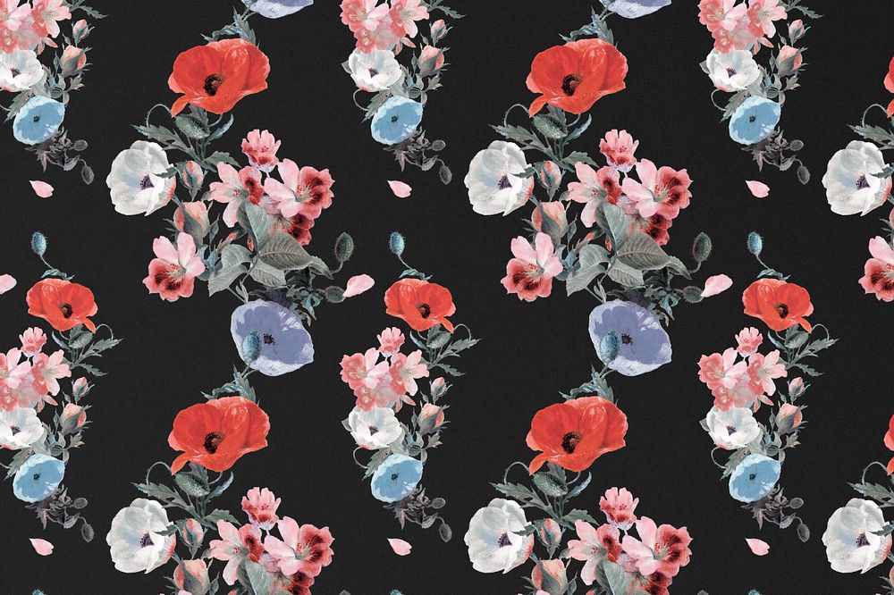 Aesthetic flower pattern background, editable vintage botanical illustration by Pierre Joseph Redouté. Remixed by rawpixel.