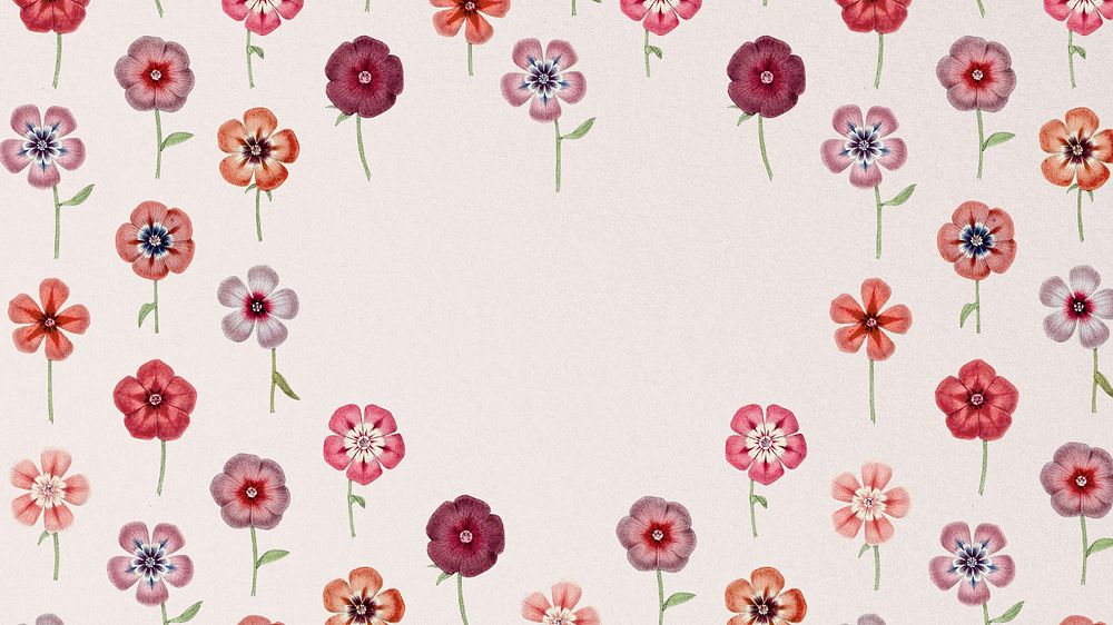 Aesthetic floral frame computer wallpaper, editable vintage illustration by Pierre Joseph Redouté. Remixed by rawpixel.