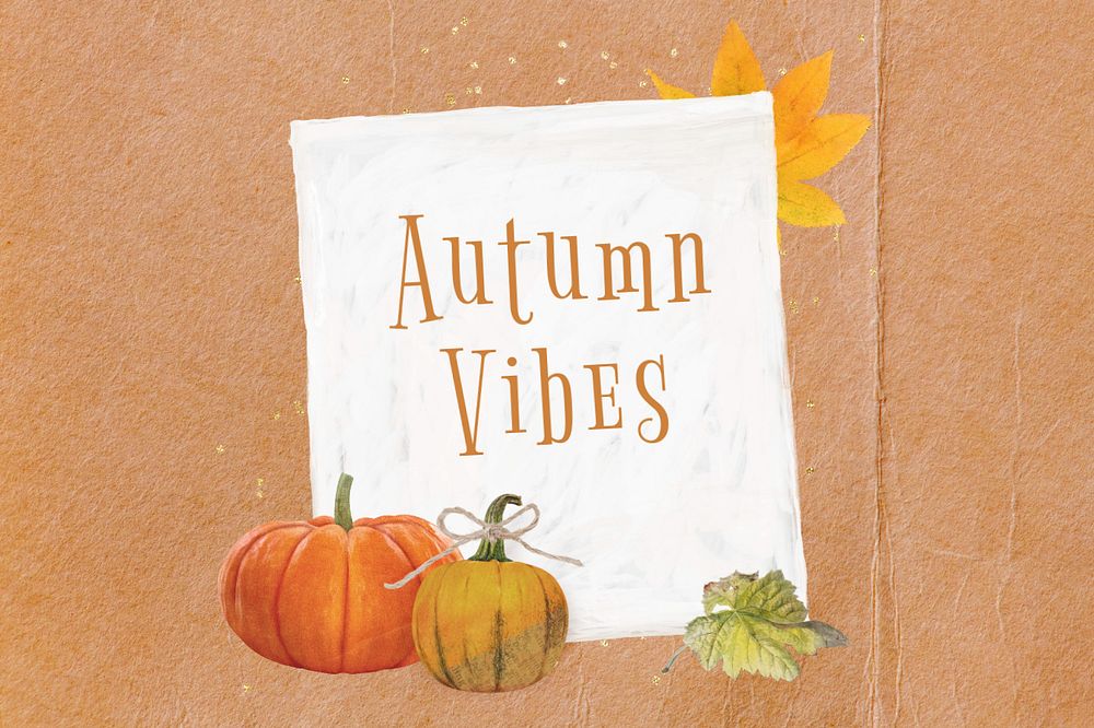 Editable pumpkin notepaper, Autumn vibes word design