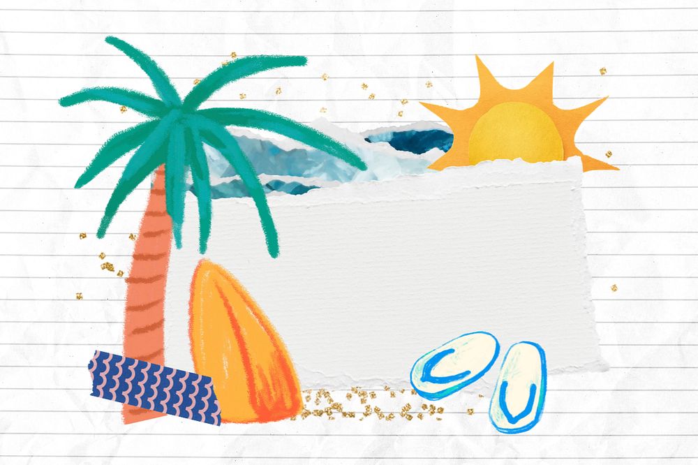 Summer palm tree, editable note paper collage design