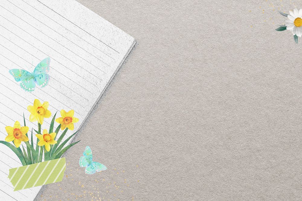 Editable Spring background, daffodil flower collage element remix design