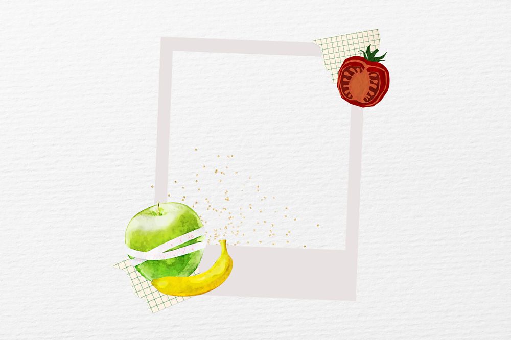 Healthy diet instant film frame, editable collage element remix design