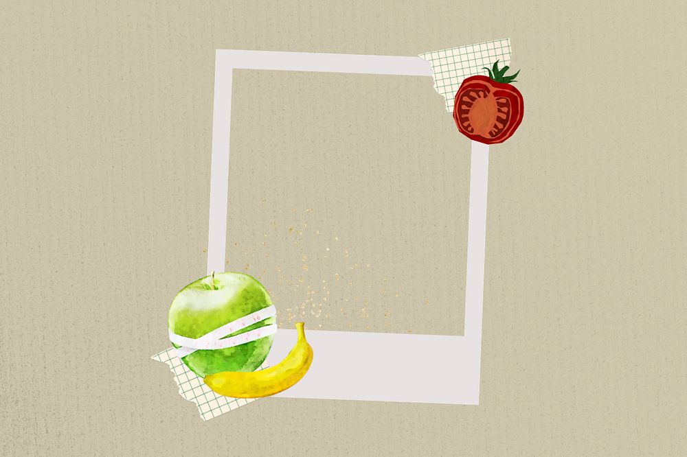 Healthy diet instant film frame, editable collage element remix design