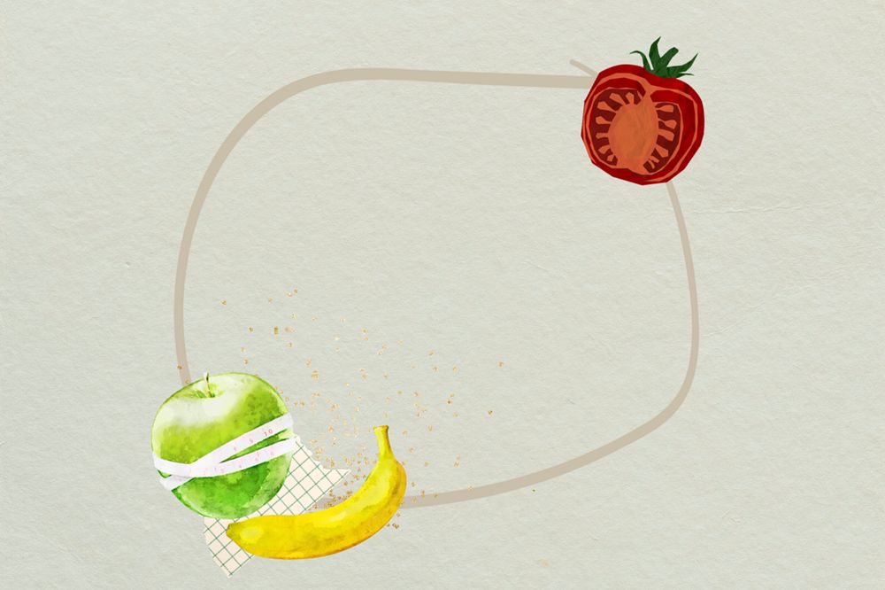 Editable healthy fruits frame design