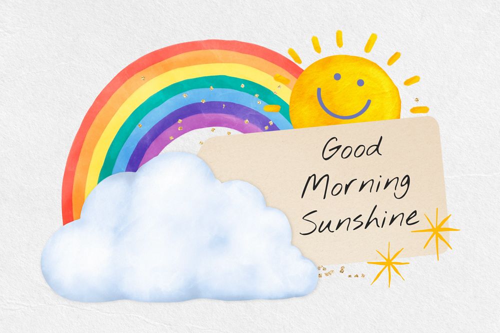 Happy sun notepaper, editable good morning sunshine greeting collage design