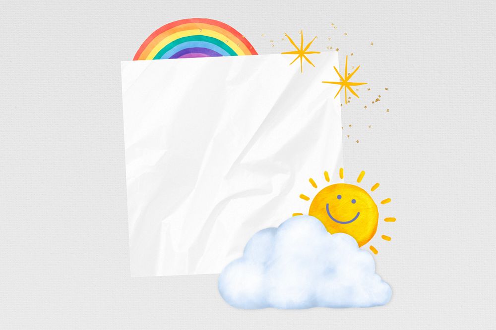 Happy sun notepaper, editable weather collage design