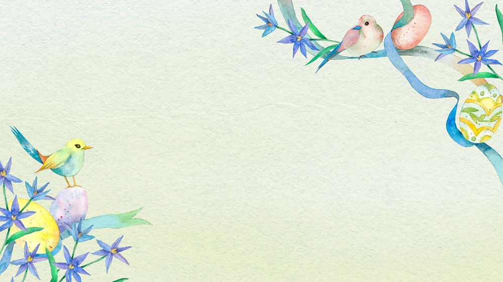 Watercolor Easter desktop wallpaper, editable vintage design