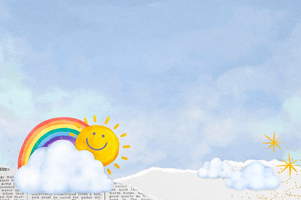 Sunny sky weather background, editable aesthetic paper collage design