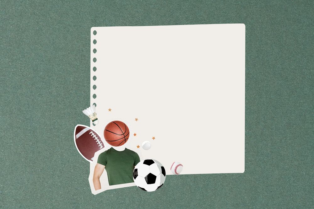 Aesthetic sports note paper collage, editable design