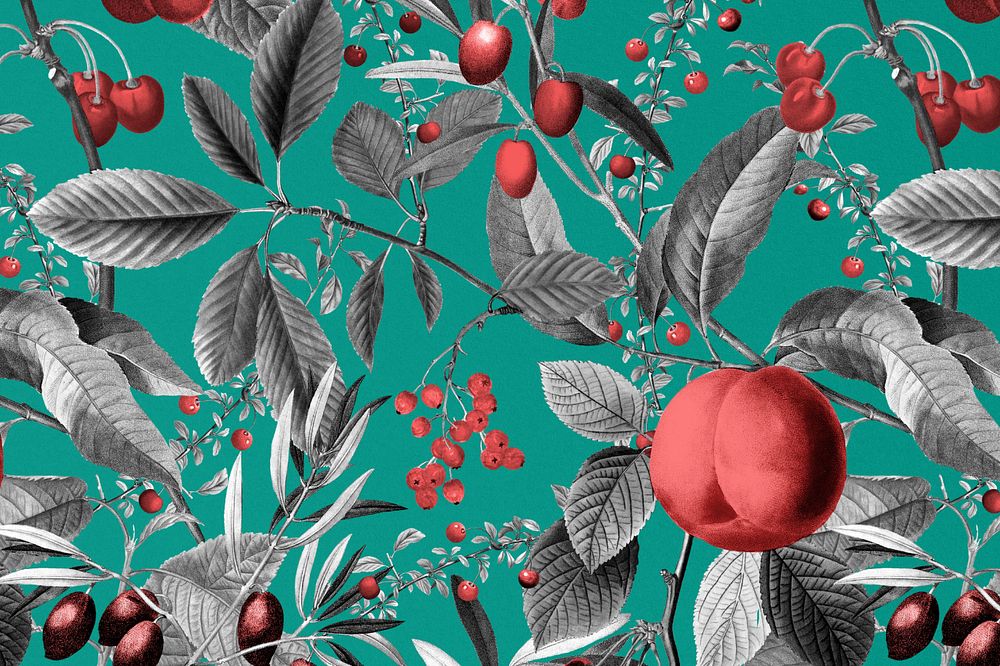 Vintage fruit pattern background, editable aesthetic illustration by Pierre Joseph Redouté. Remixed by rawpixel.