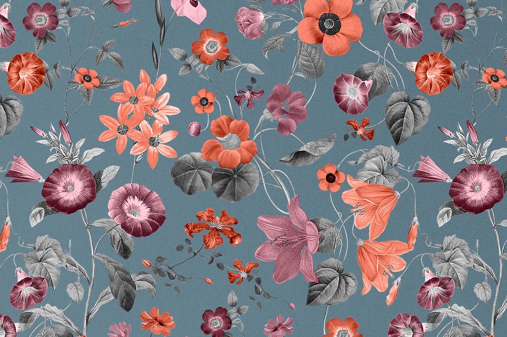 Vintage botanical pattern background, editable flower illustration by Pierre Joseph Redouté. Remixed by rawpixel.