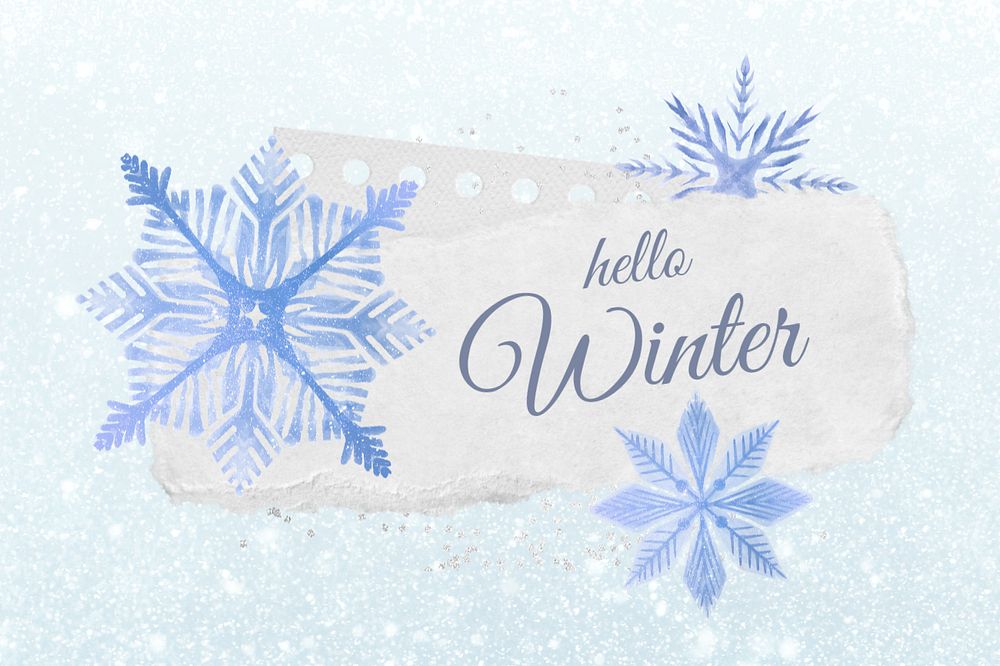 Editable Winter greeting, aesthetic snowflakes collage design