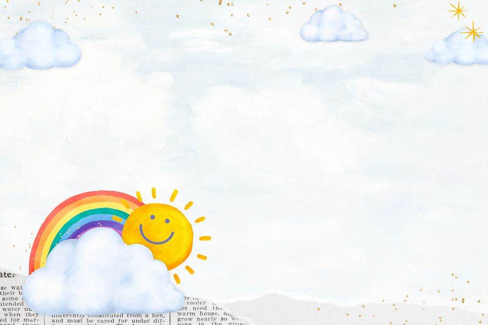 Cute sunny weather border background, editable paper collage design