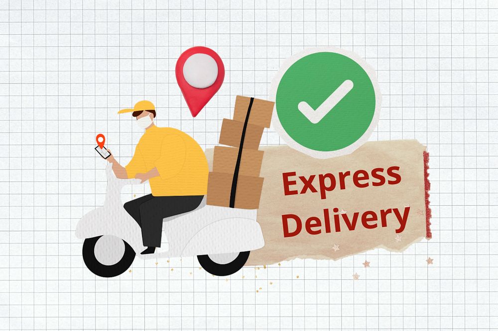 Express delivery words, shipping service collage design