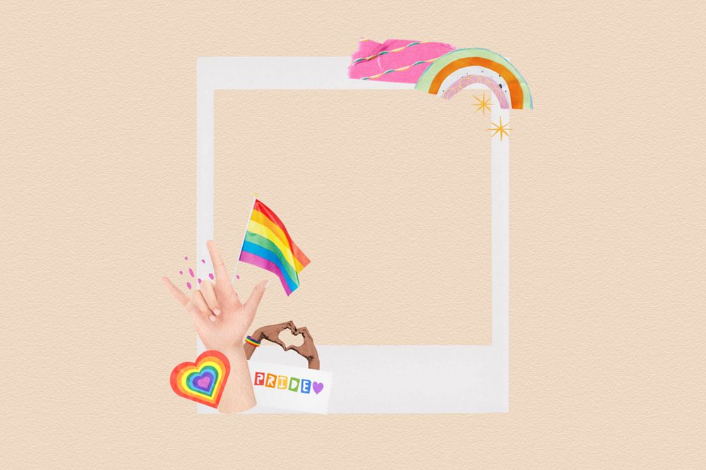 LGBTQ+ pride instant photo frame, editable collage element remix design