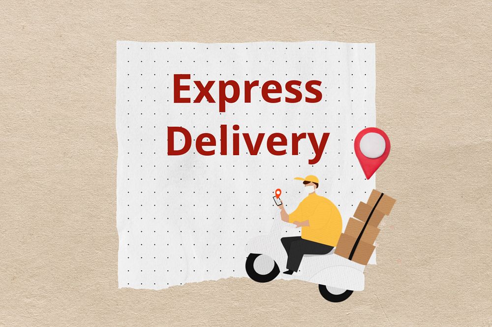 Express delivery words, editable shipping service collage design