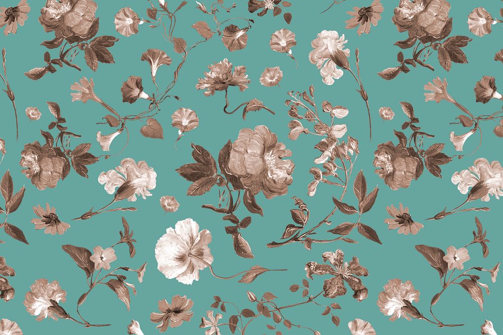 Vintage botanical pattern background, editable flower illustration by Pierre Joseph Redouté. Remixed by rawpixel.