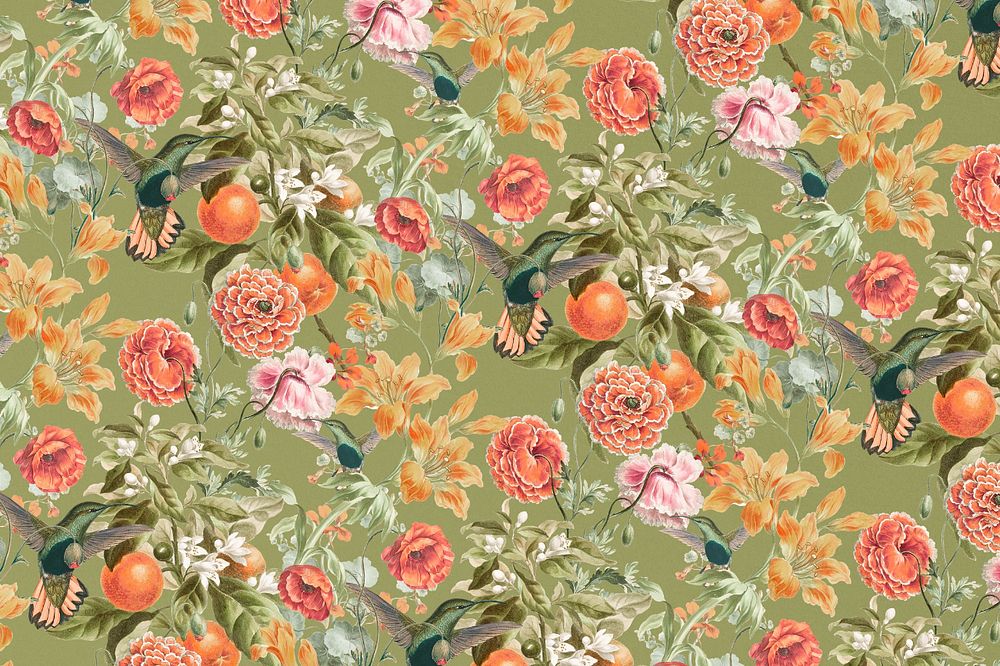 Vintage botanical pattern background, editable aesthetic flower illustration by Pierre Joseph Redouté. Remixed by rawpixel.