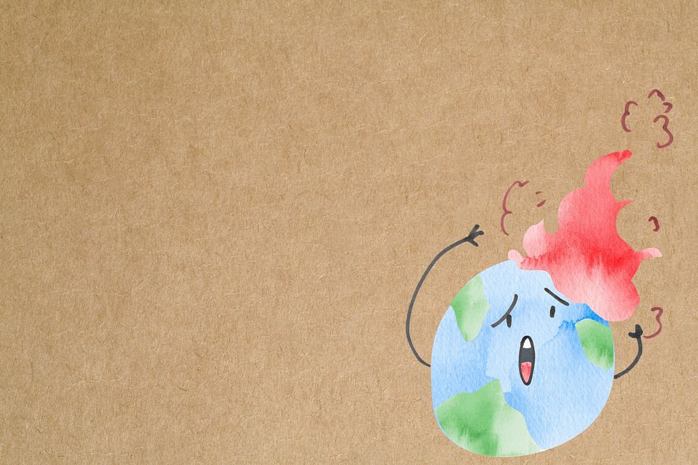 Cute climate change watercolor background, editable design