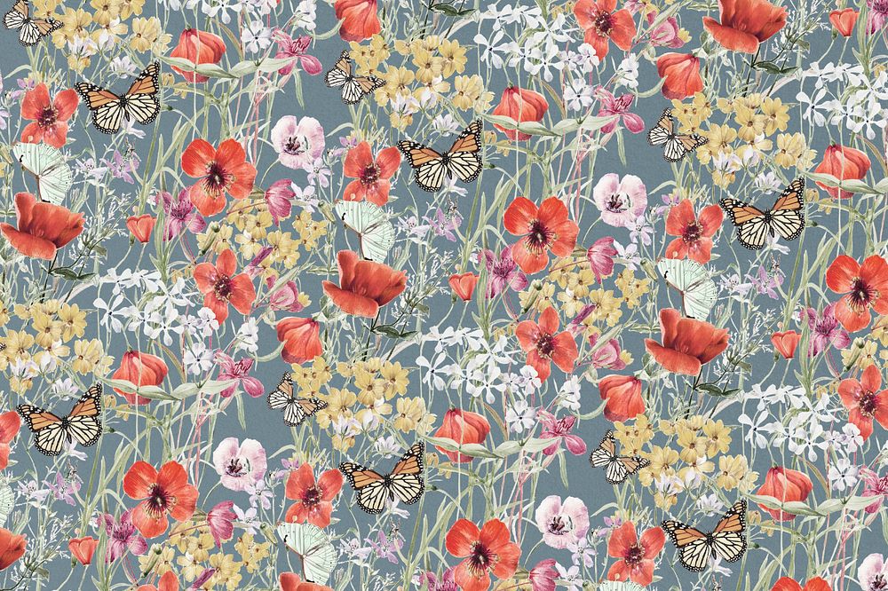 Vintage Spring flower pattern background, editable aesthetic botanical illustration by Pierre Joseph Redouté. Remixed by…