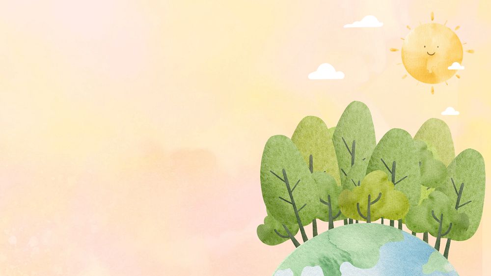 Cute forest & earth desktop wallpaper, editable design