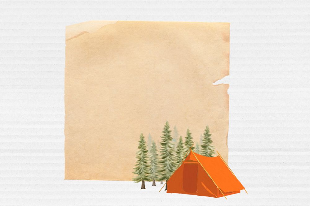 Aesthetic travel note paper, editable camping collage design