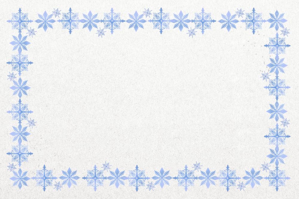 Winter snowflakes frame background, editable blue textured design