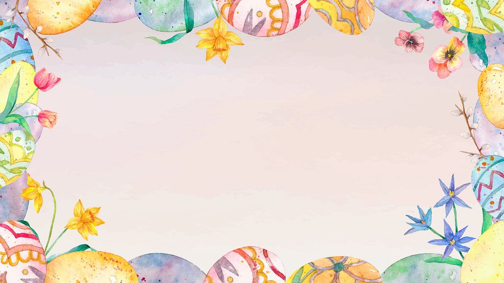 Pastel Easter eggs desktop wallpaper, editable watercolor design