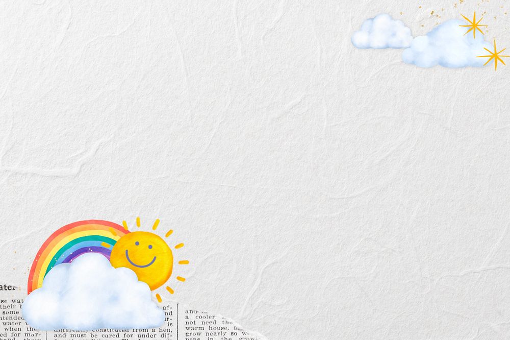 Cute sunny weather background, editable aesthetic paper collage design