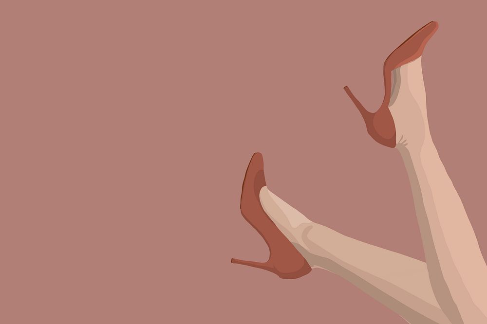 Woman legs & heels, sexy background, editable aesthetic illustration 