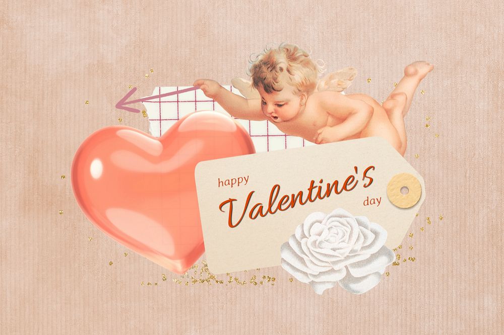 Editable Valentine's cupid notepaper, label collage design