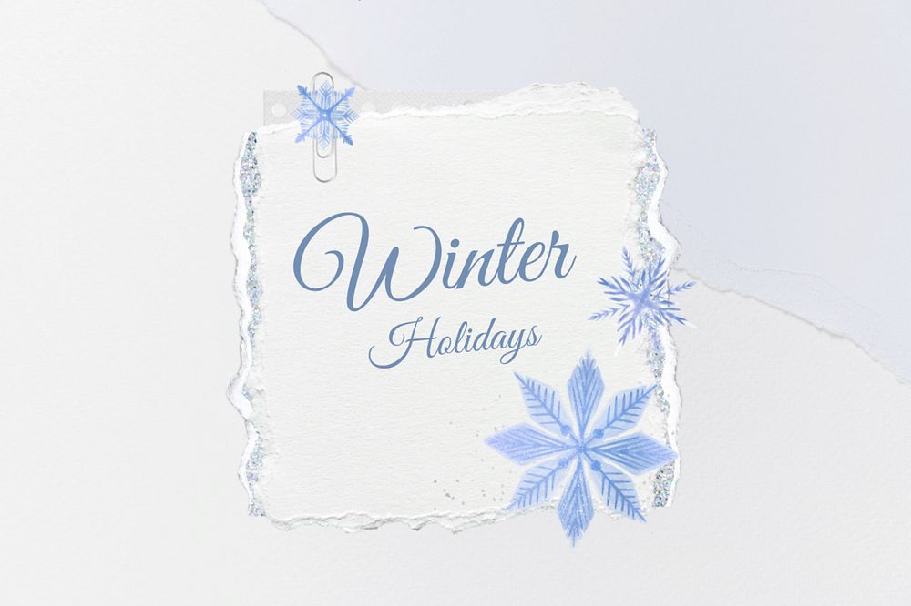 Winter Holiday words, editable snowflakes collage design