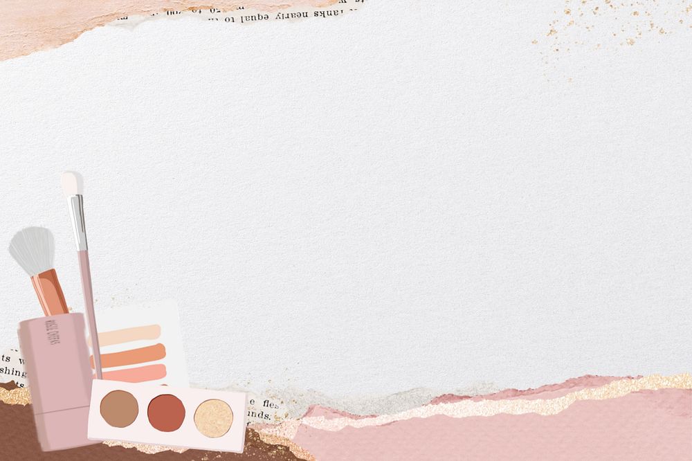 Editable makeup border background, ripped paper collage design