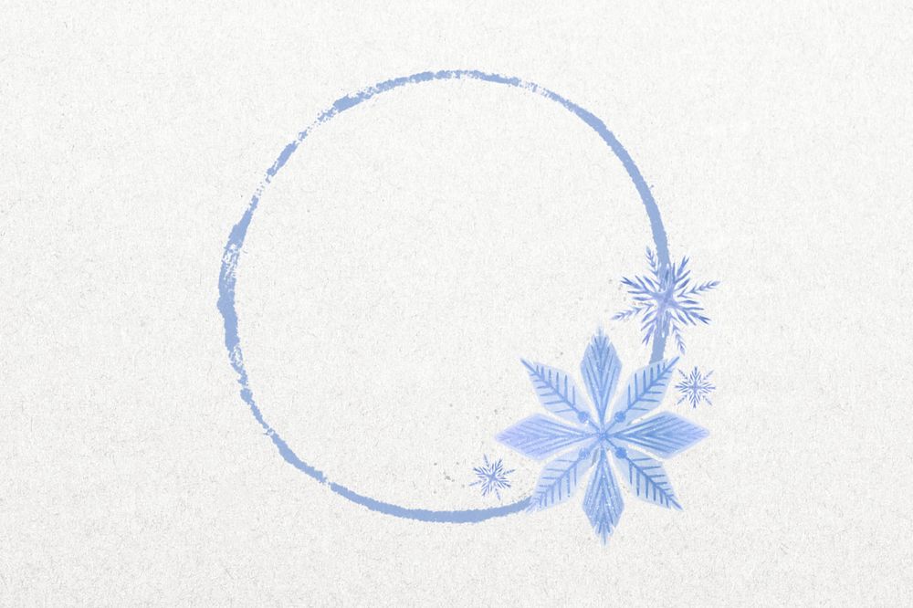 Editable Winter frame, snowflake round design