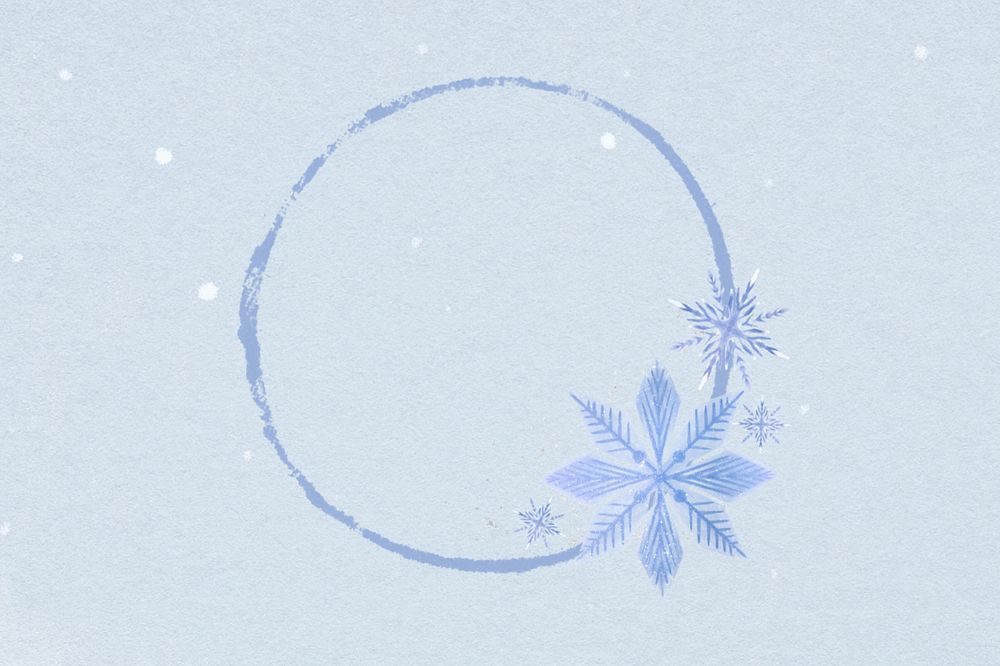 Winter background, editable snowflake round frame design