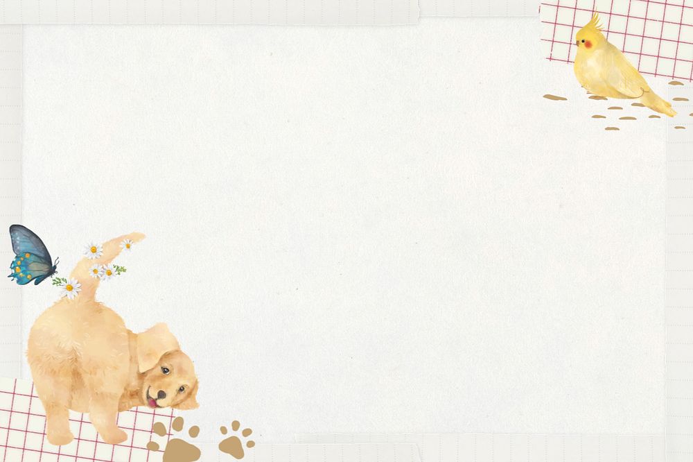 Golden Retriever border background, editable cute pet collage design