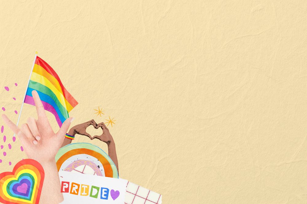 LGBTQ pride background, editable celebration border collage design